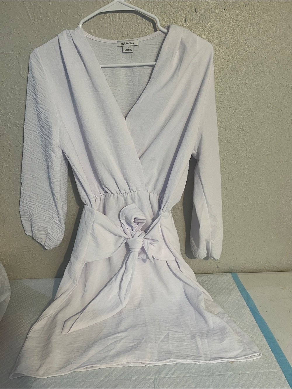 Babydoll Tie-Waist White Wrap Dress by A New Day